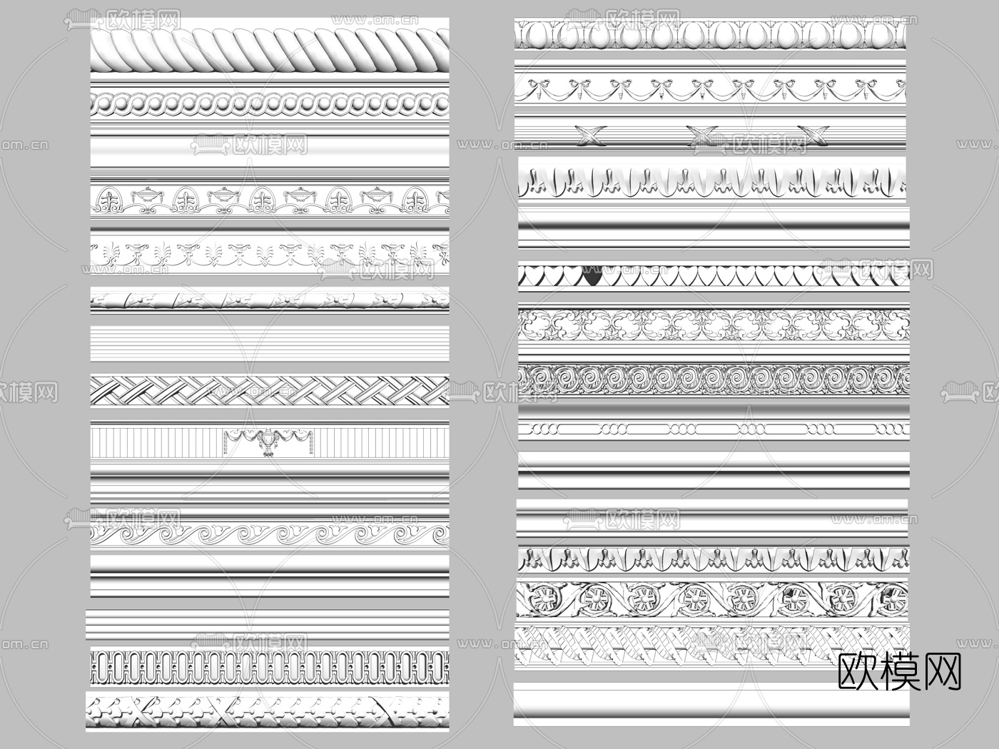 欧式石膏平线条su模型下载