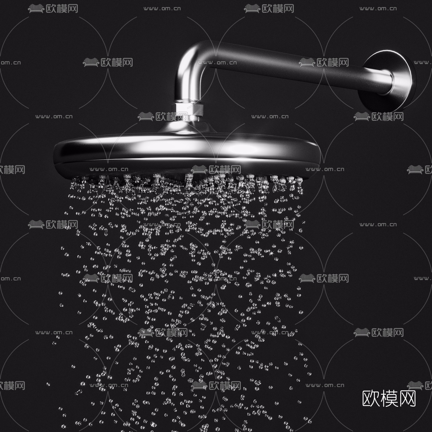 现代金属花洒3d模型下载（渲染图2）