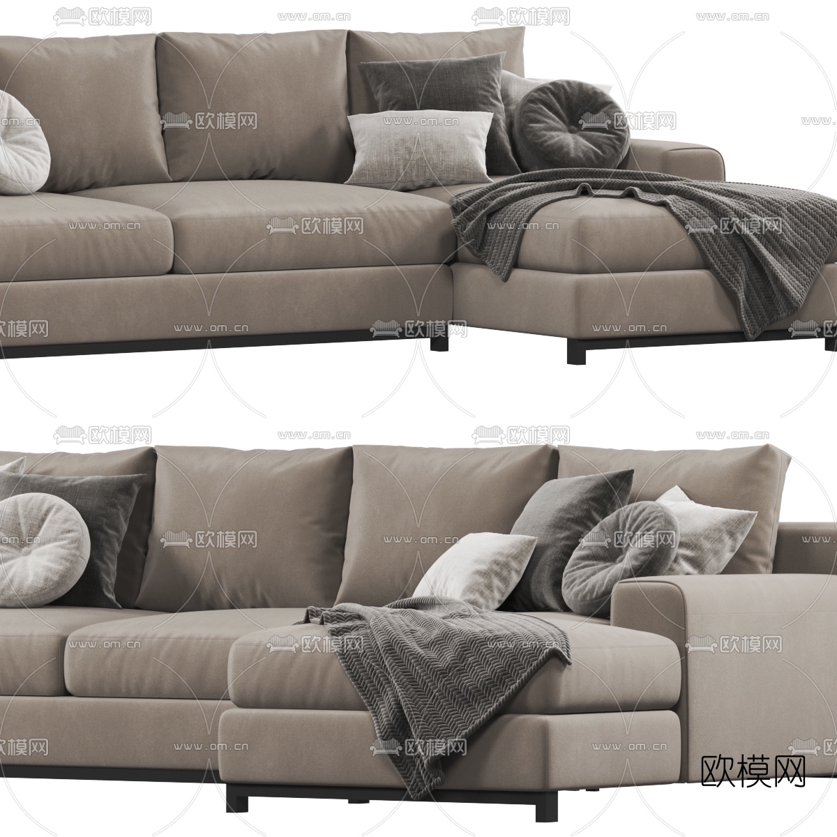 Natuzzi 现代布艺转角沙发3d模型下载（渲染图4）