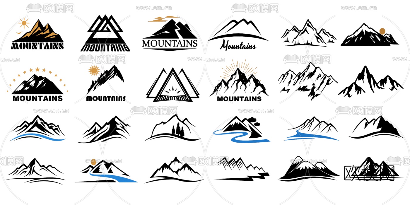现代拟山形图案剪影3d模型