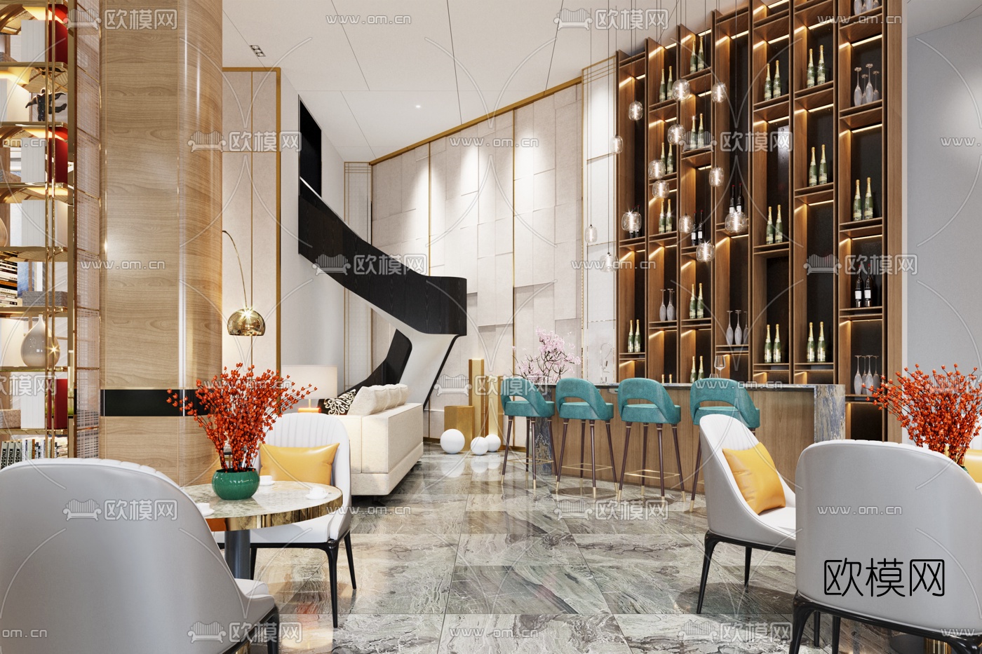 现代轻奢售楼处3d模型下载（渲染图4）