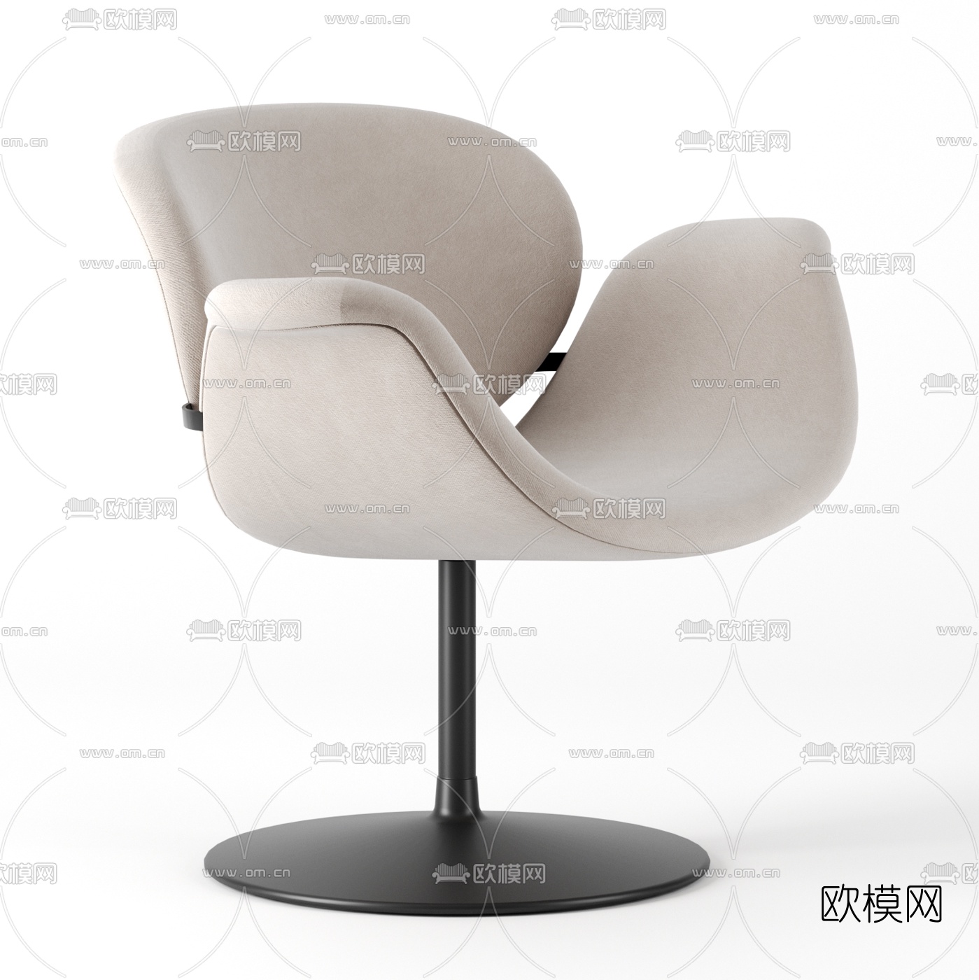 Natuzzi 现代布艺休闲椅3d模型下载（渲染图1）