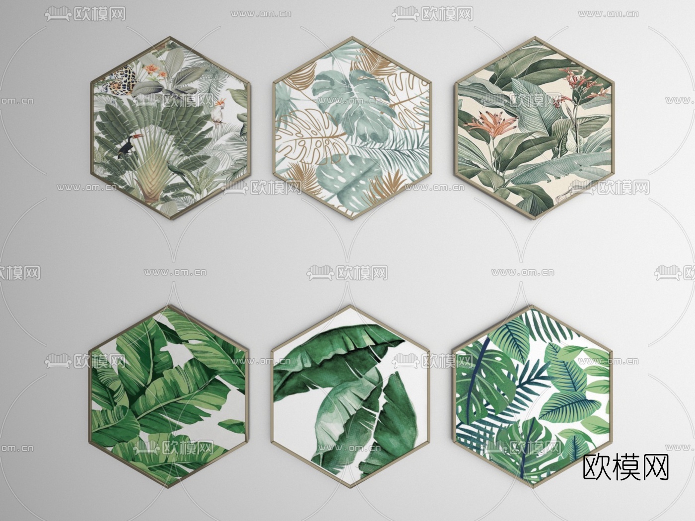 自然风绿植装饰画免费3d模型下载