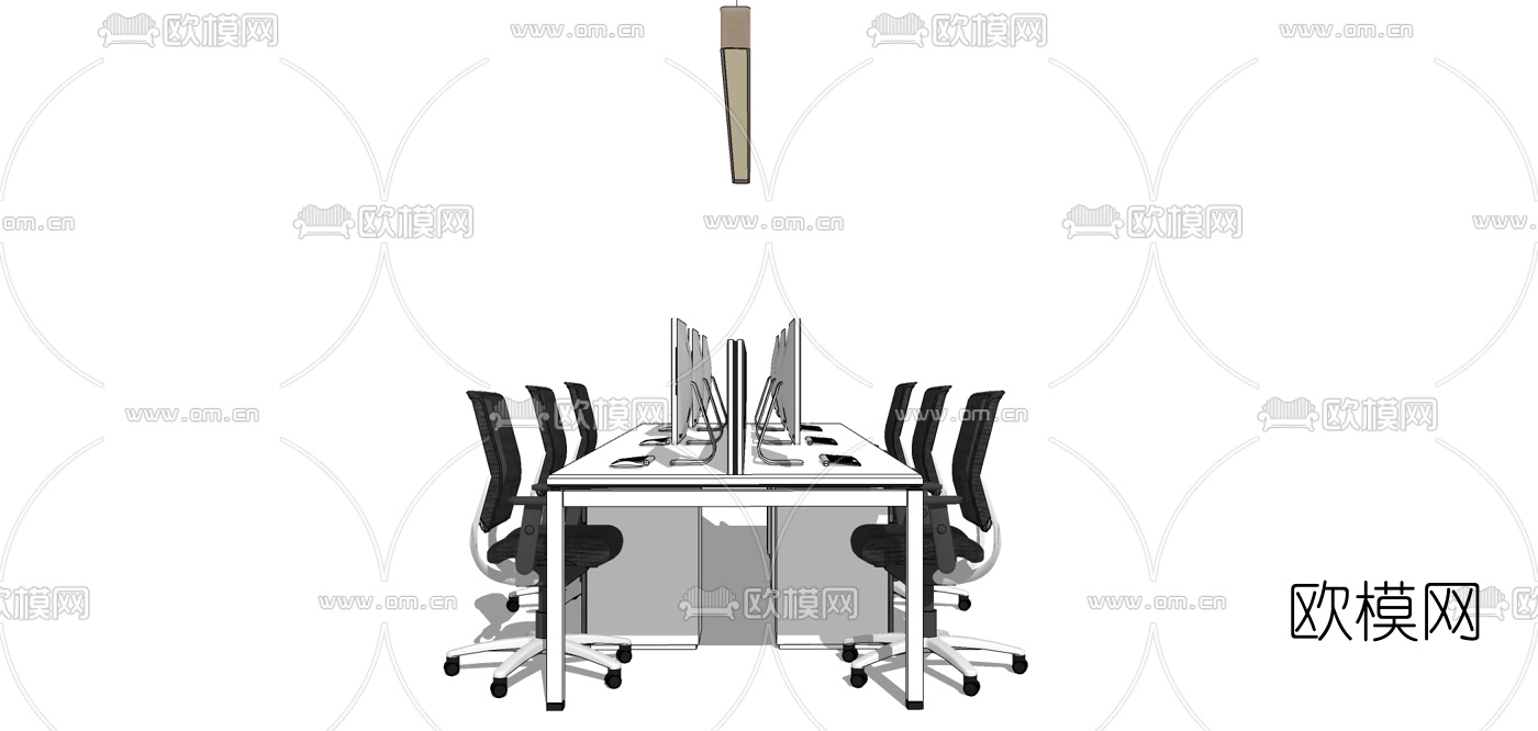 现代办公桌椅su模型下载（渲染图2）