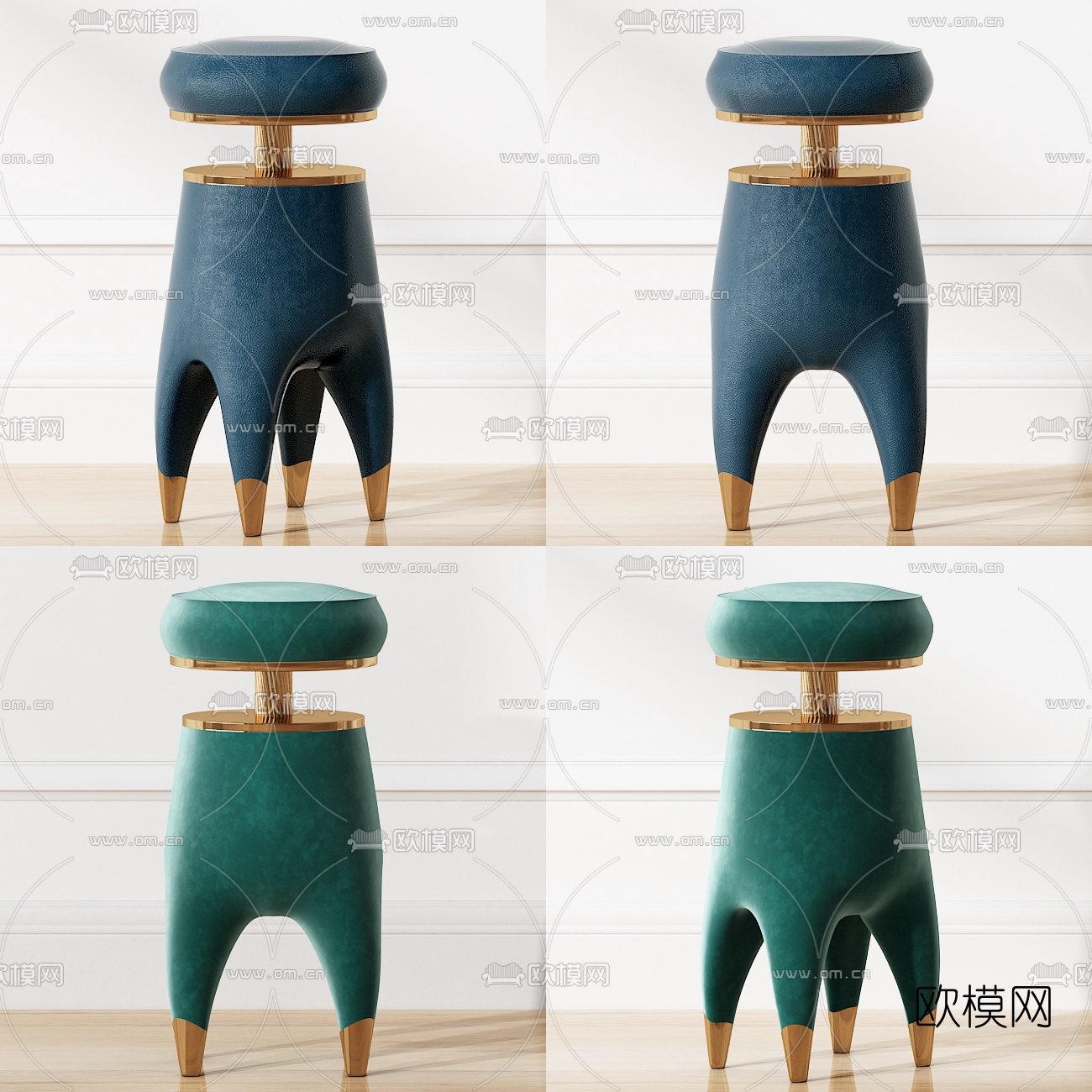 后现代金属皮凳3d模型