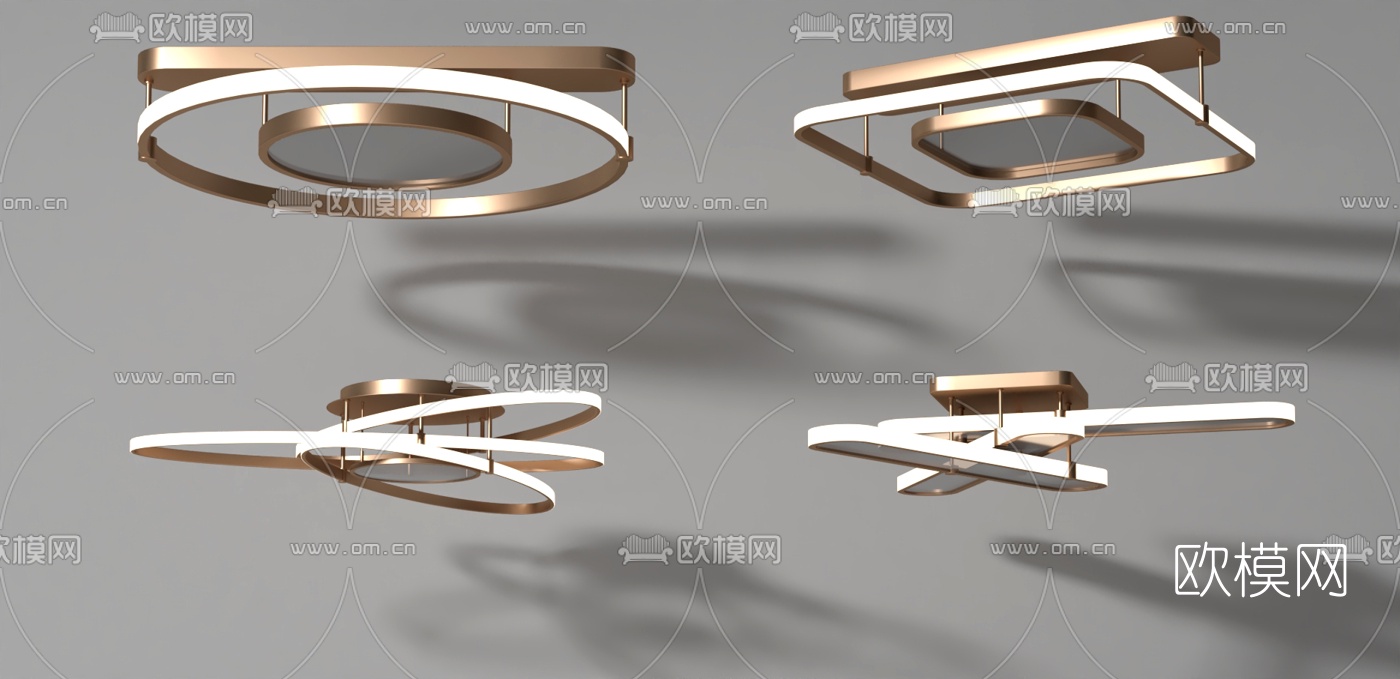 现代吸顶灯su模型下载（渲染图2）
