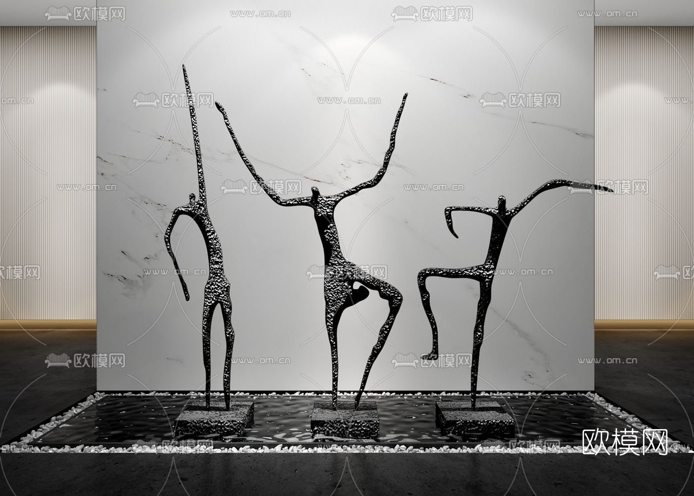 现代抽象人物雕塑3d模型下载