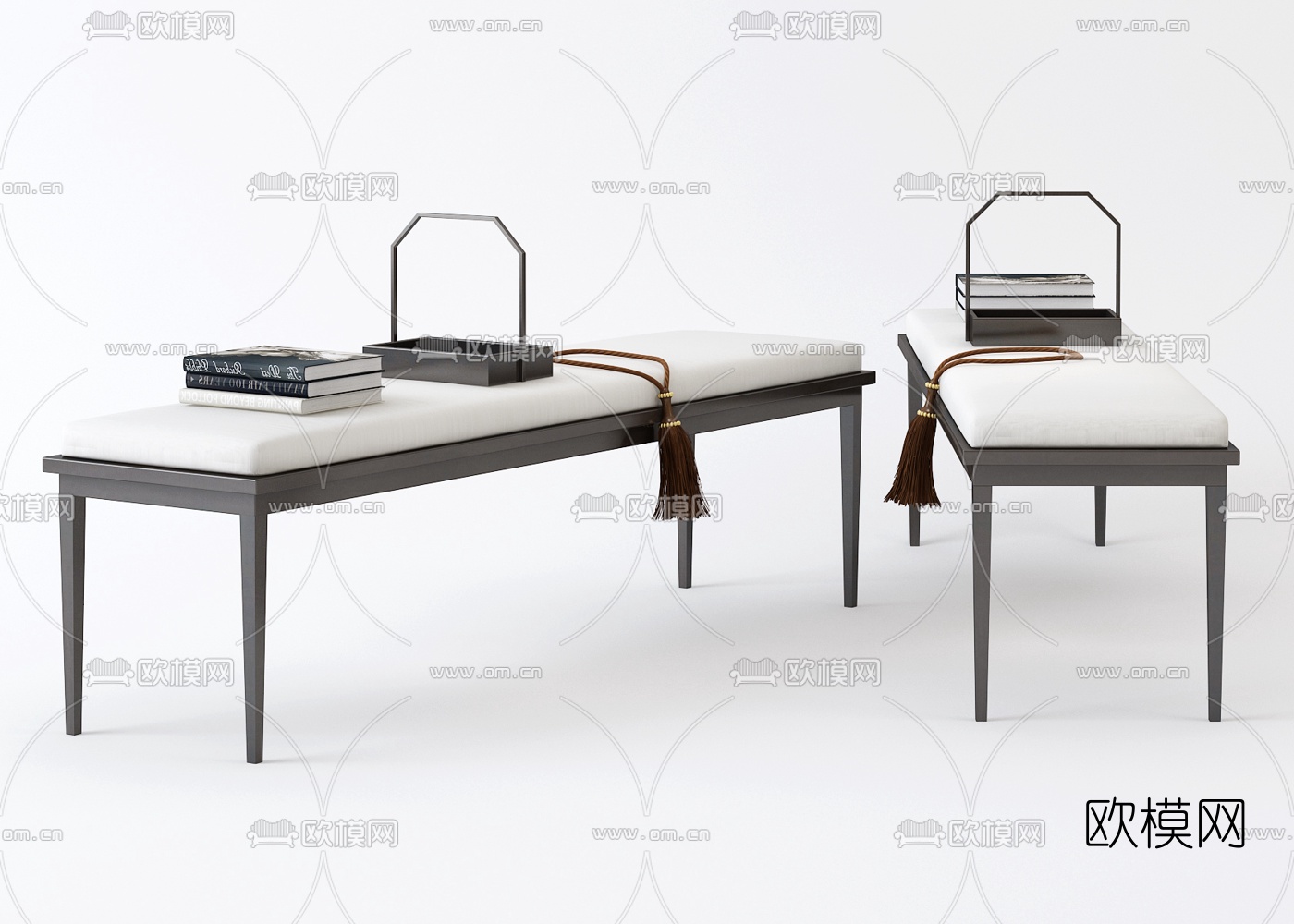 新中式长凳脚踏3d模型下载