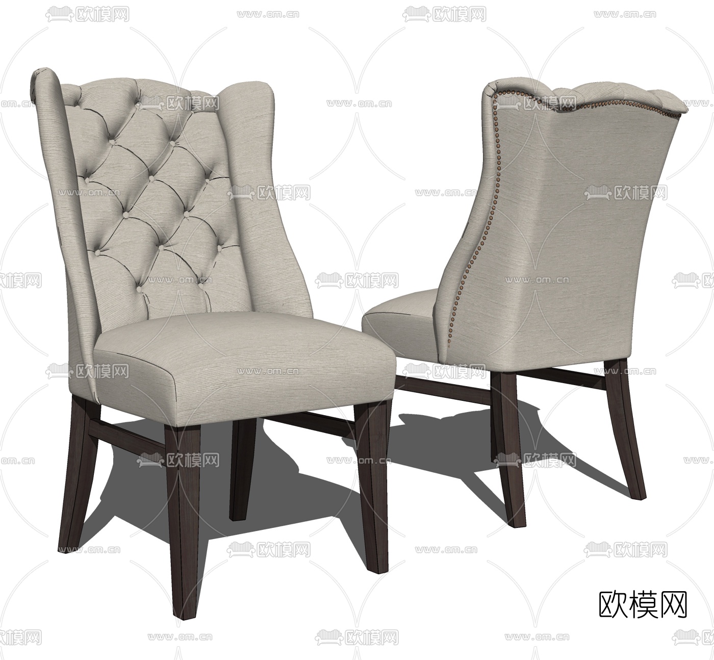 欧式布艺休闲椅su模型下载（渲染图2）