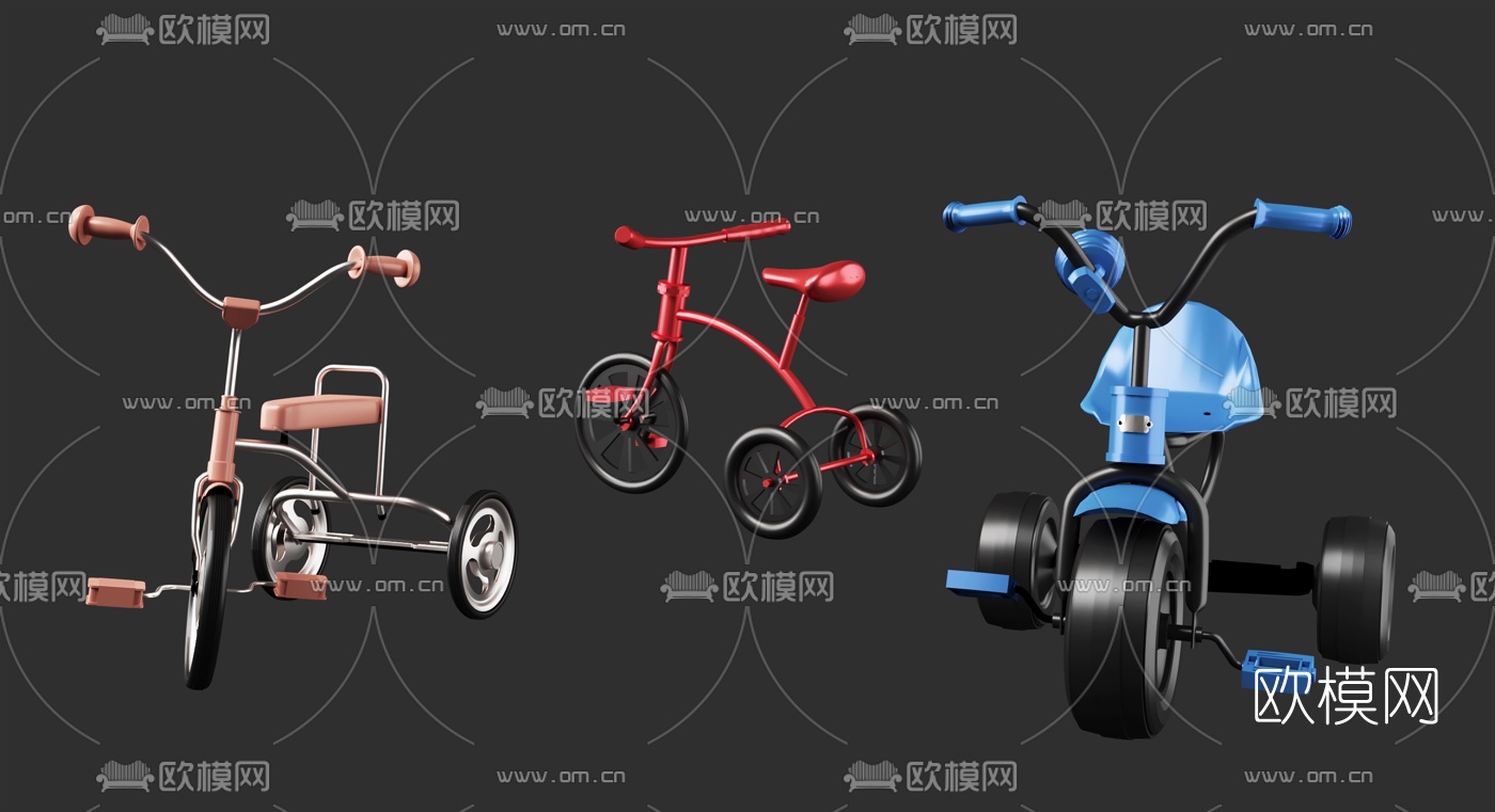 现代儿童脚踏车3d模型
