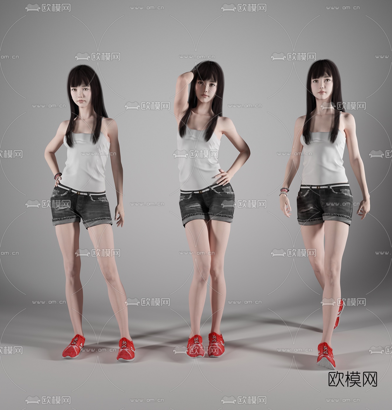 现代运动女性人物3d模型