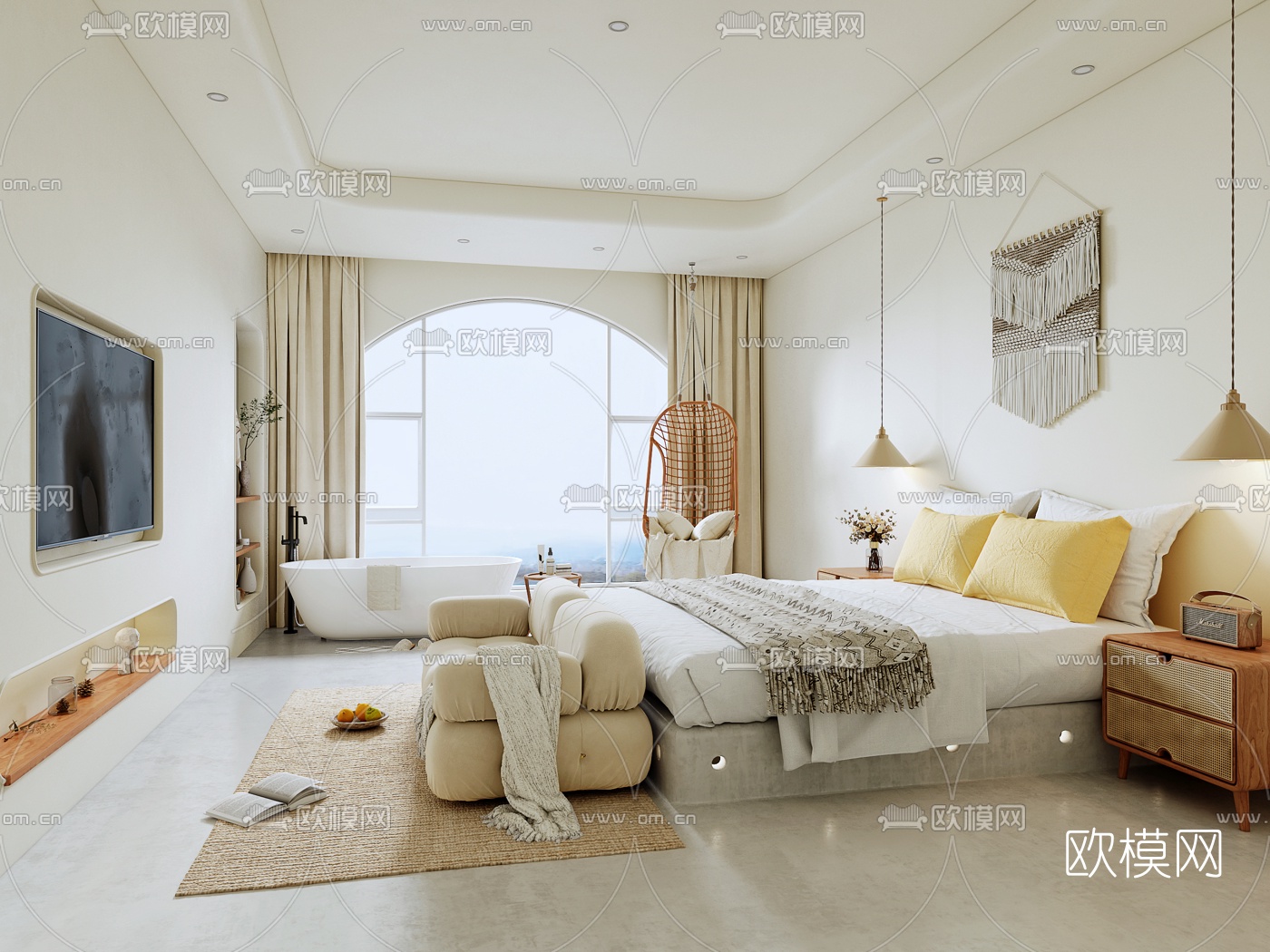 北欧民宿客房3d模型下载（渲染图1）