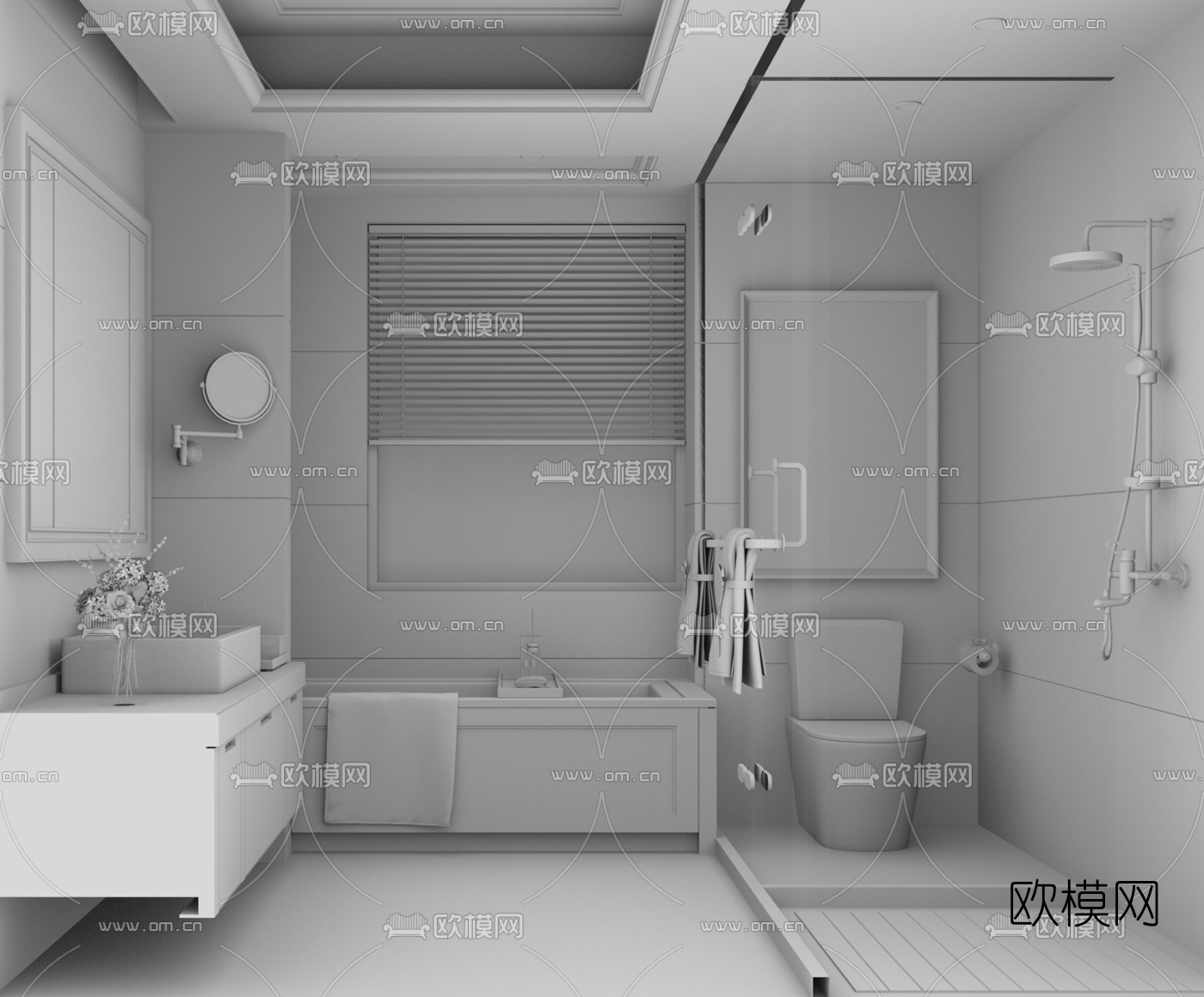 简欧卫生间浴室su模型