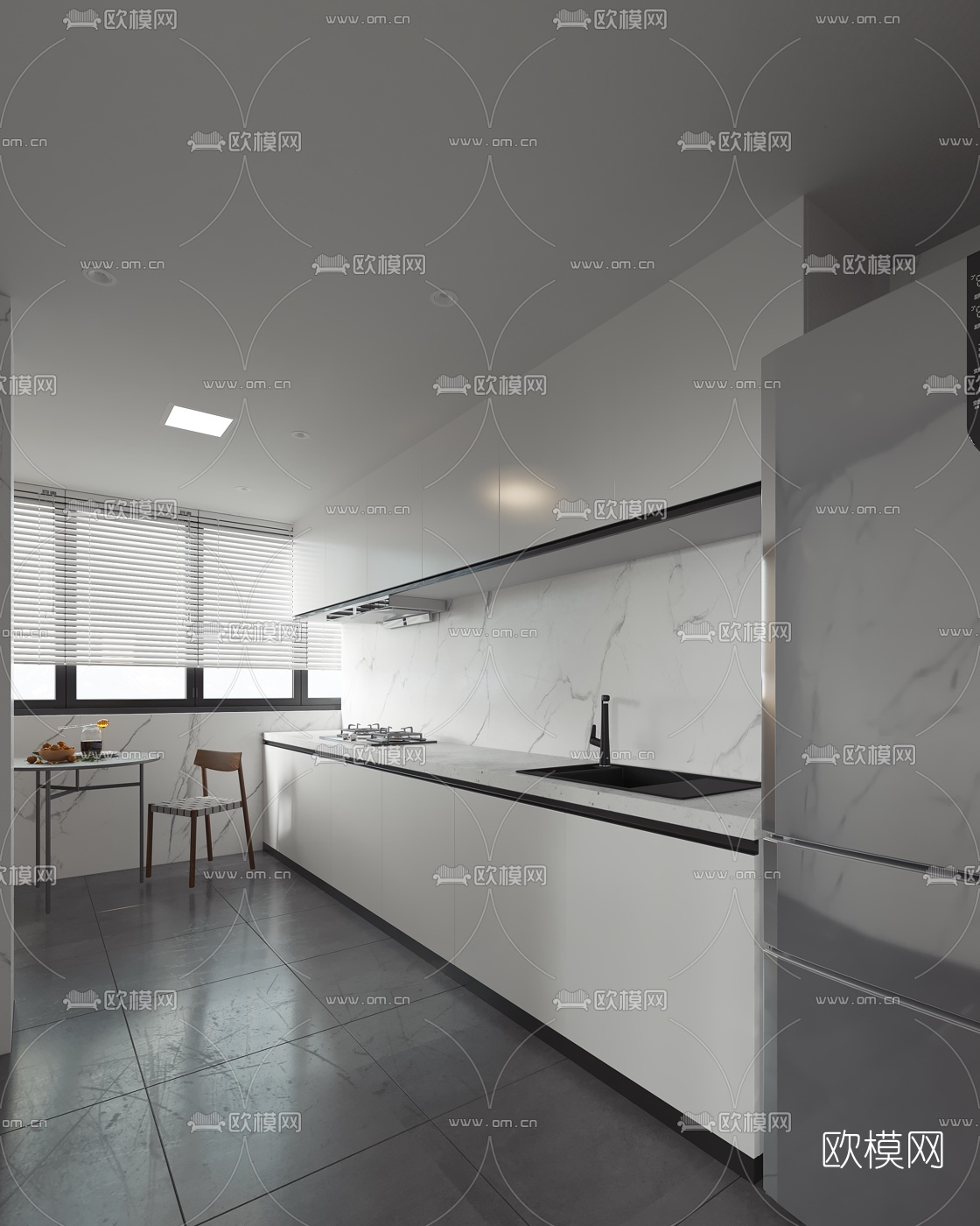 北欧客厅餐厅厨房3d模型