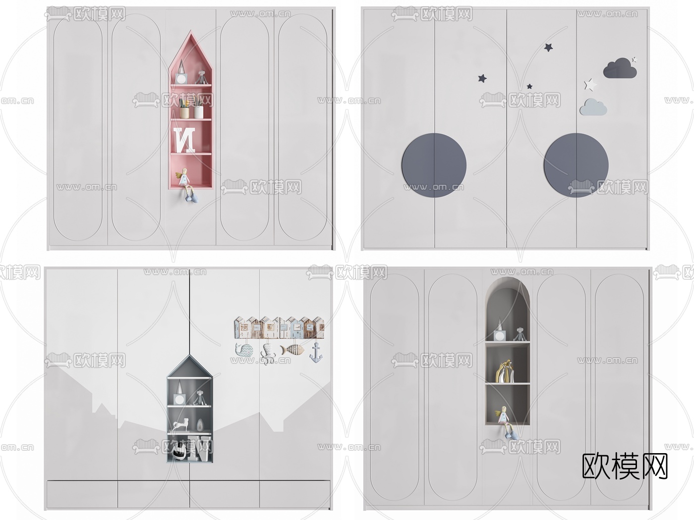 北欧儿童衣柜3d模型下载（渲染图1）
