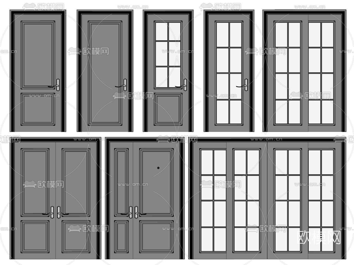 现代双开门su模型下载（渲染图2）