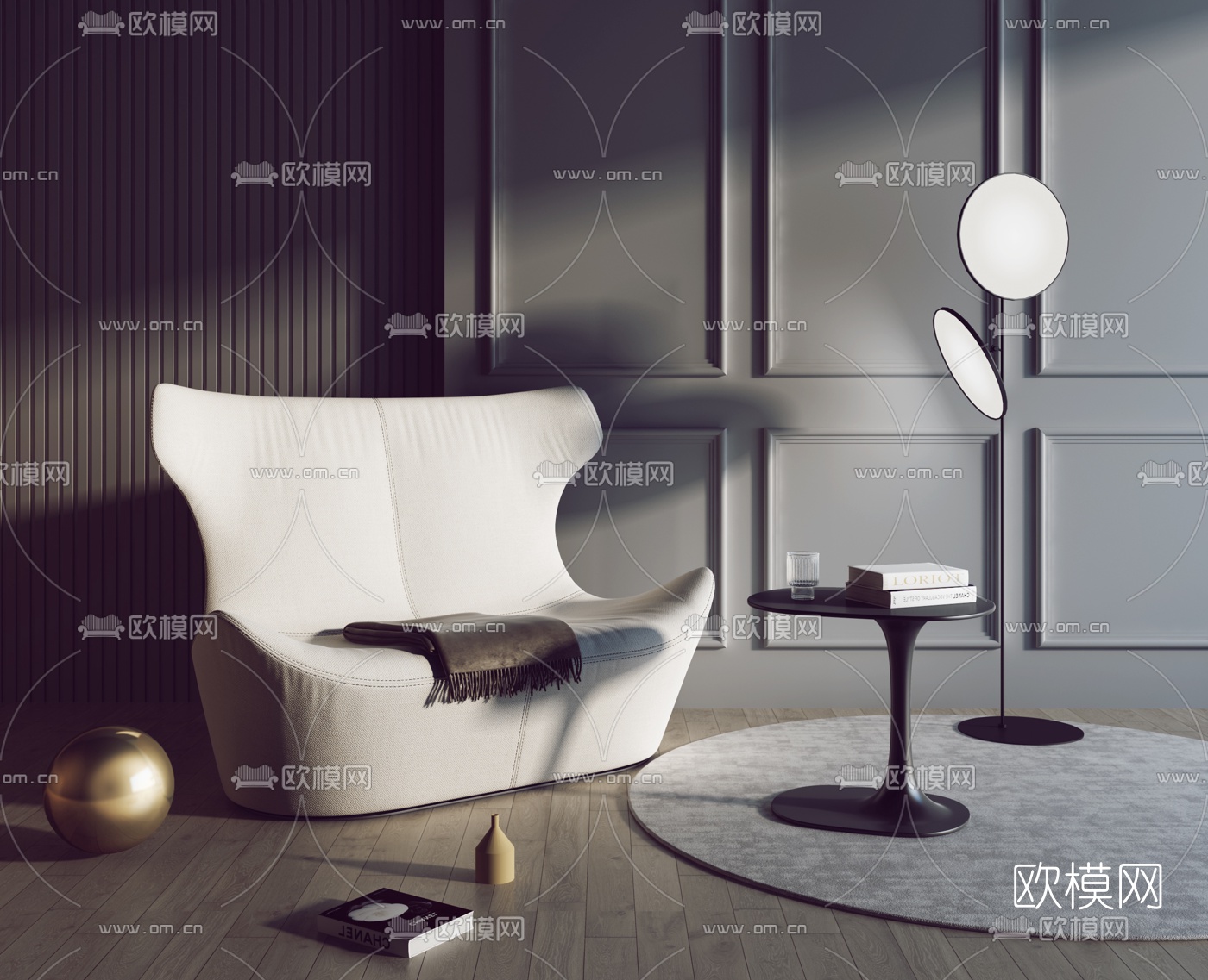 现代布艺休闲沙发3d模型下载