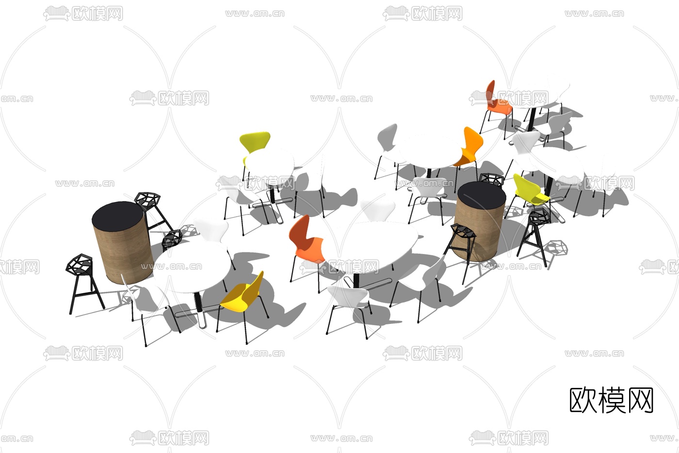 现代休闲桌椅免费su模型下载