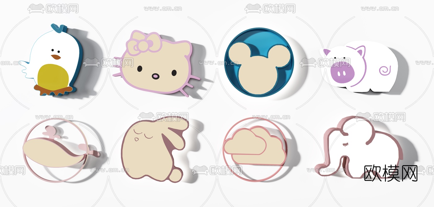 现代卡通儿童吸顶灯3d模型下载