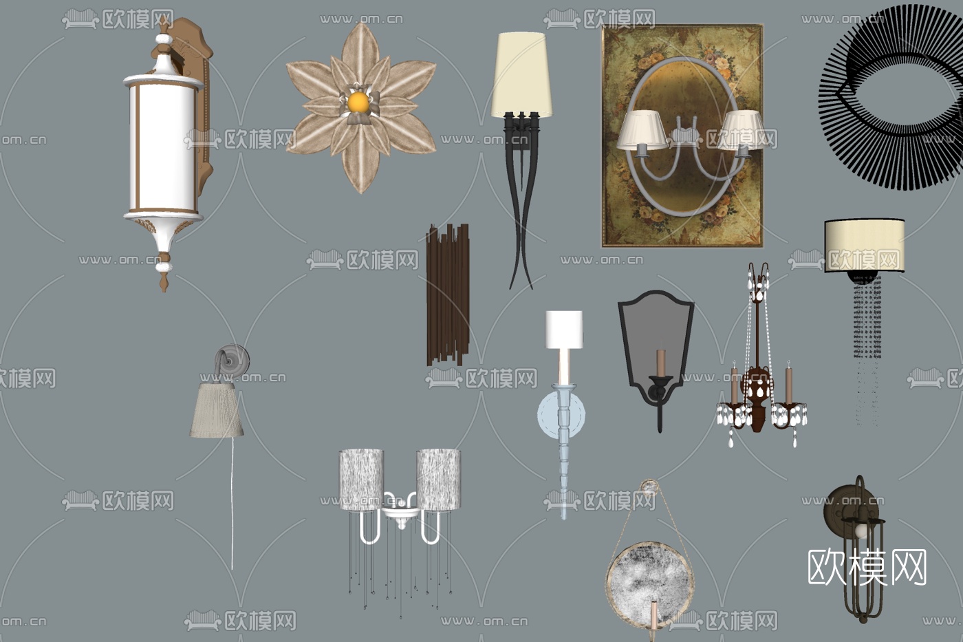 欧式壁灯su模型下载