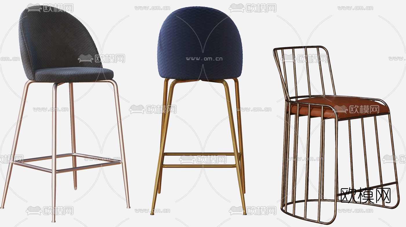 现代金属吧台椅3d模型下载（渲染图4）