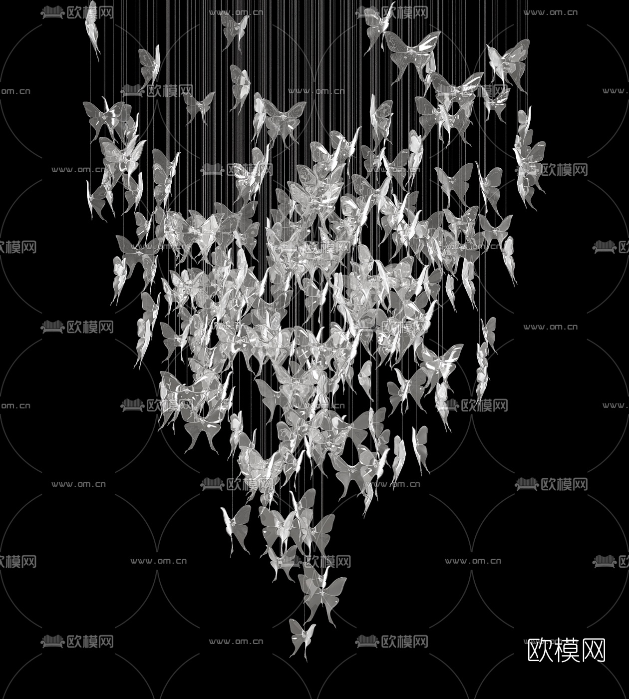 现代蝴蝶水晶装饰吊灯3d模型下载