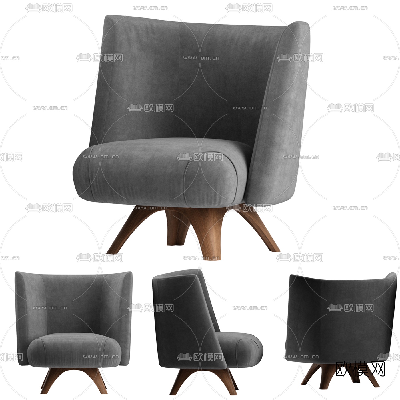 现代布艺休闲沙发3d模型下载（渲染图3）