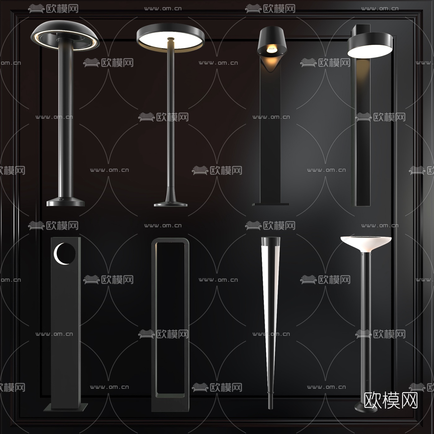 现代户外路灯3d模型下载