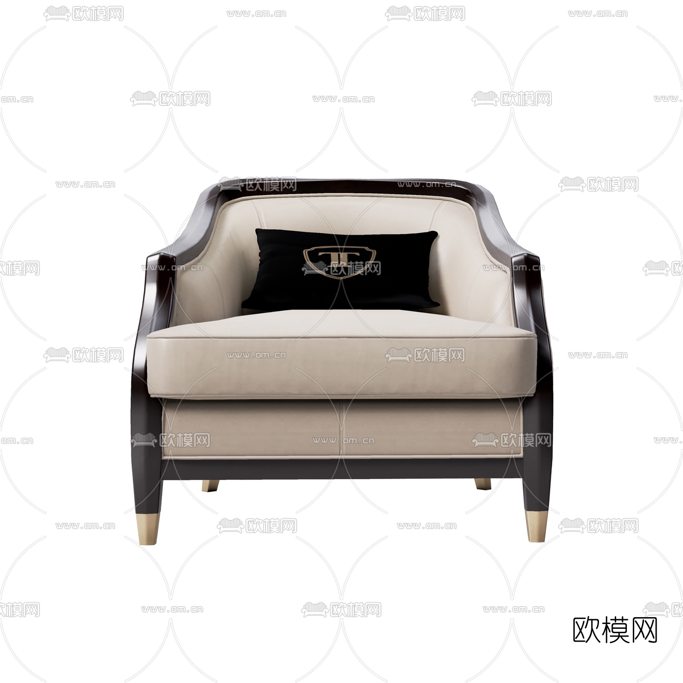 美式布艺单人沙发3d模型