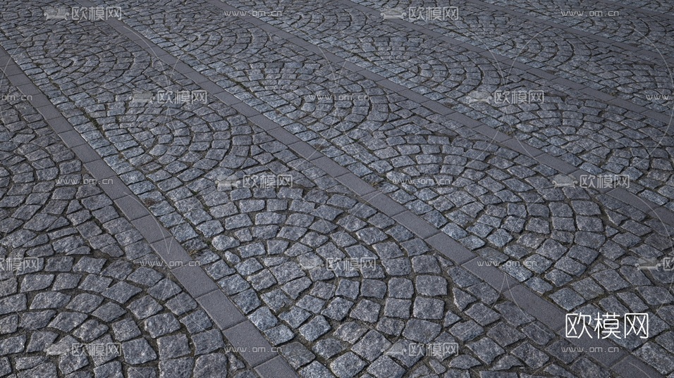 现代石砖道路路面3d模型下载(渲染图5)