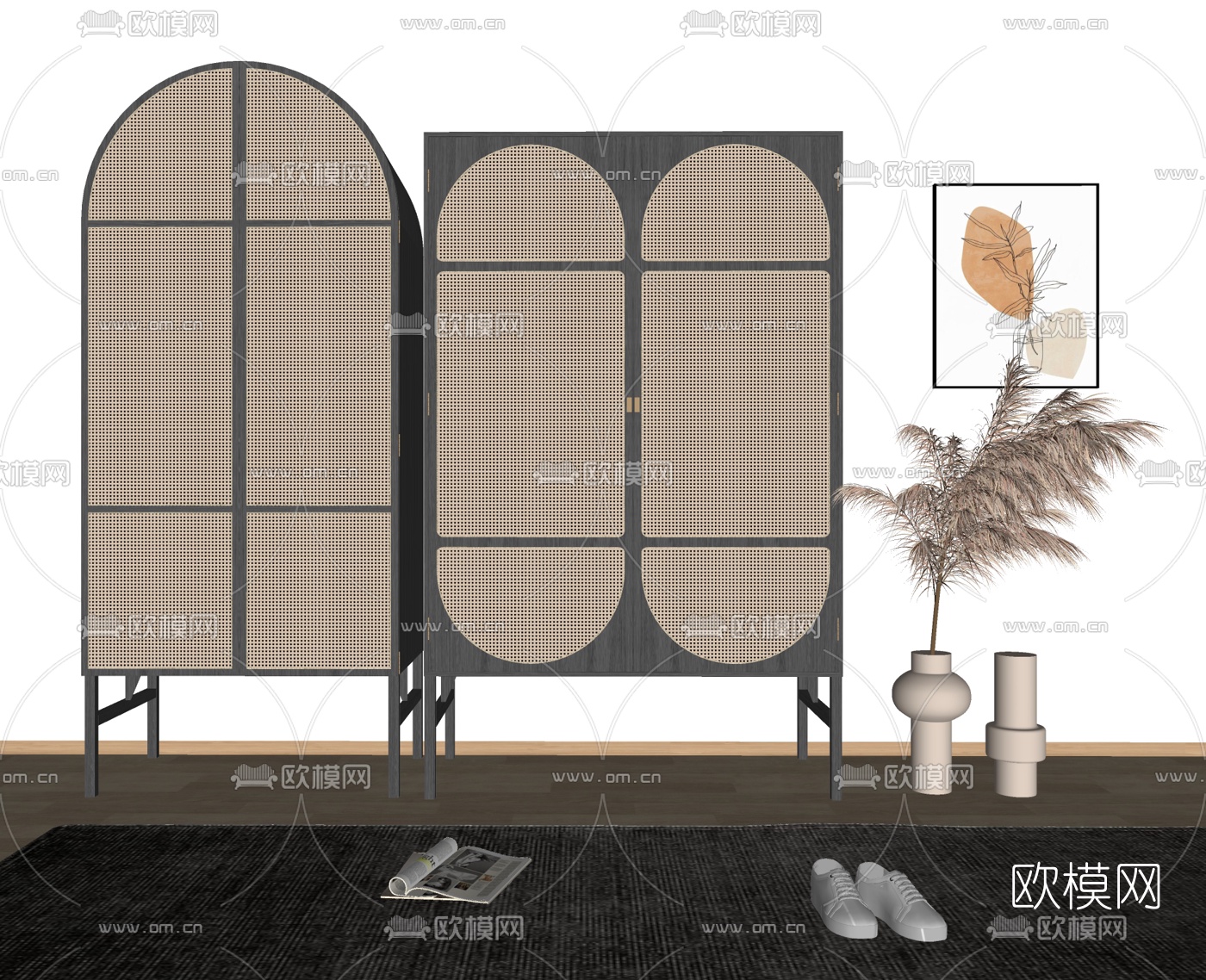 北欧藤编衣柜su模型下载（渲染图2）