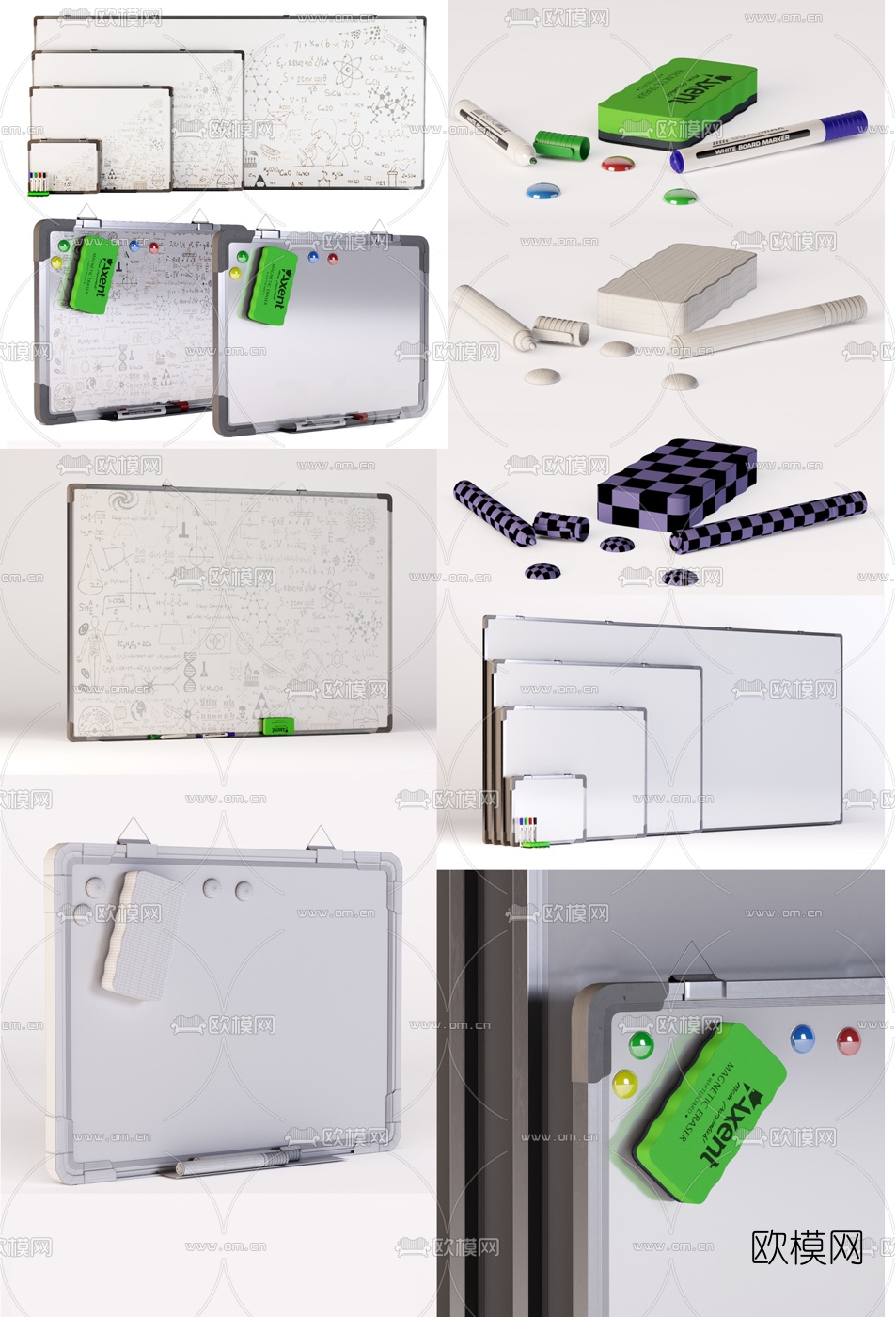 现代悬挂式黑板白板3d模型