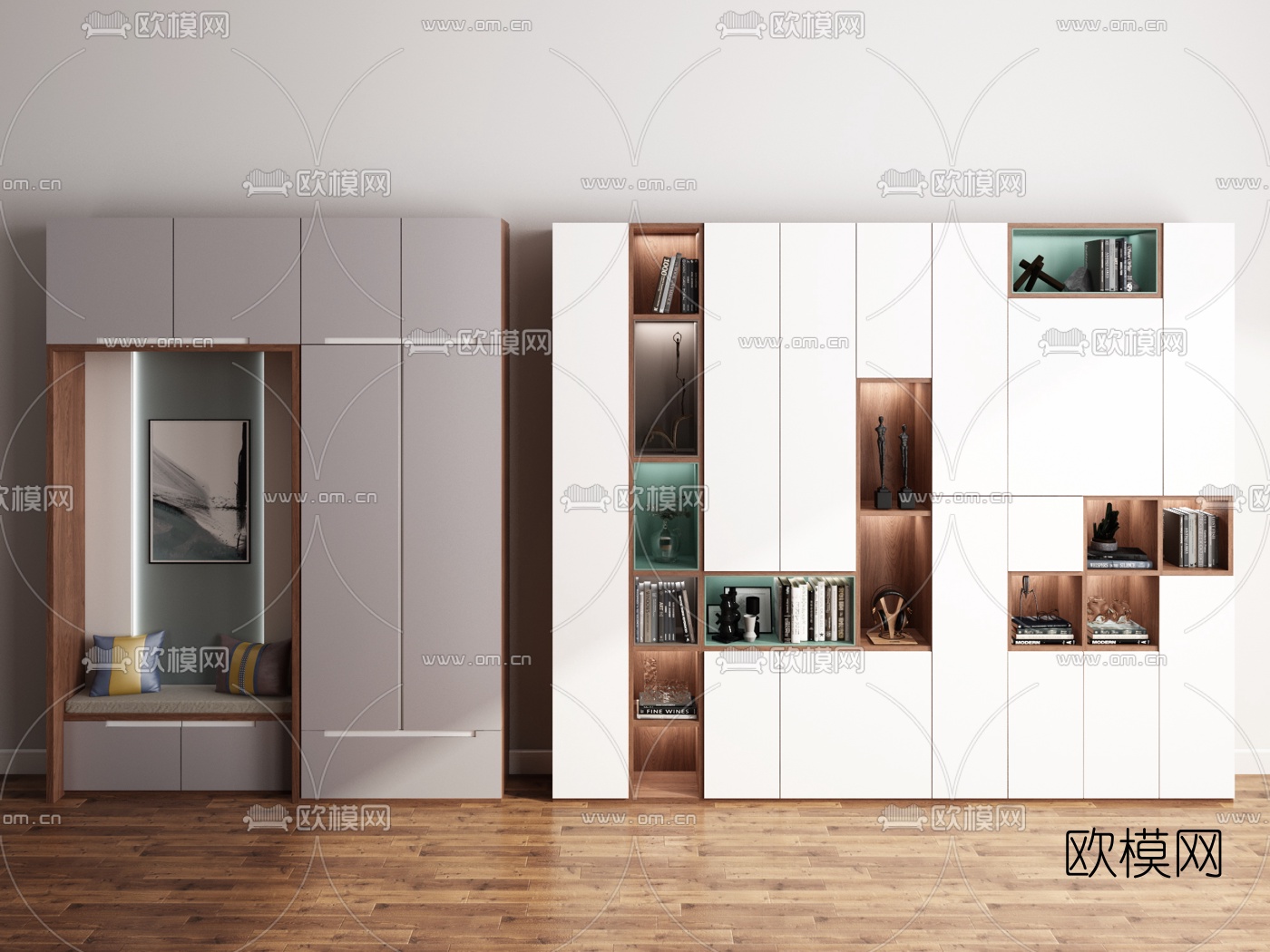 北欧多功能鞋柜书柜3d模型下载