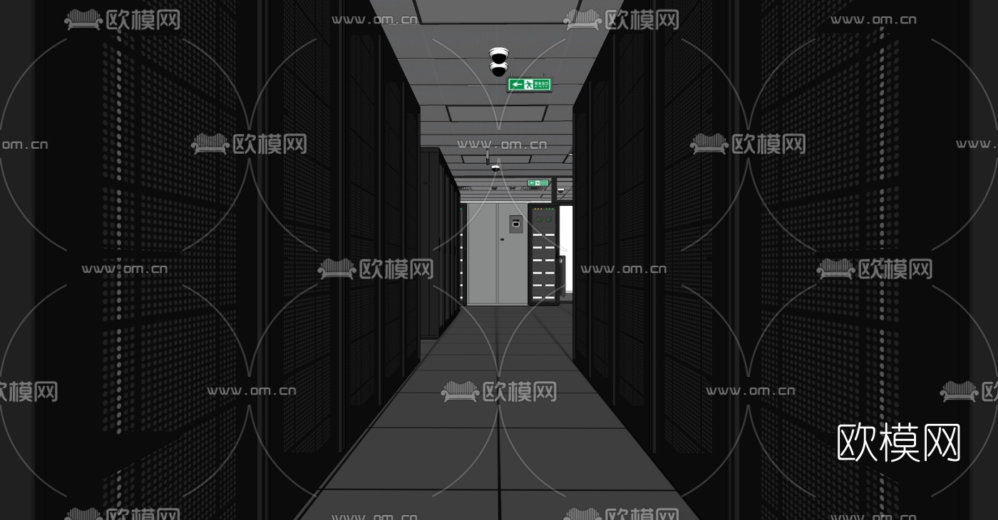 现代服务器机房su模型下载（渲染图3）