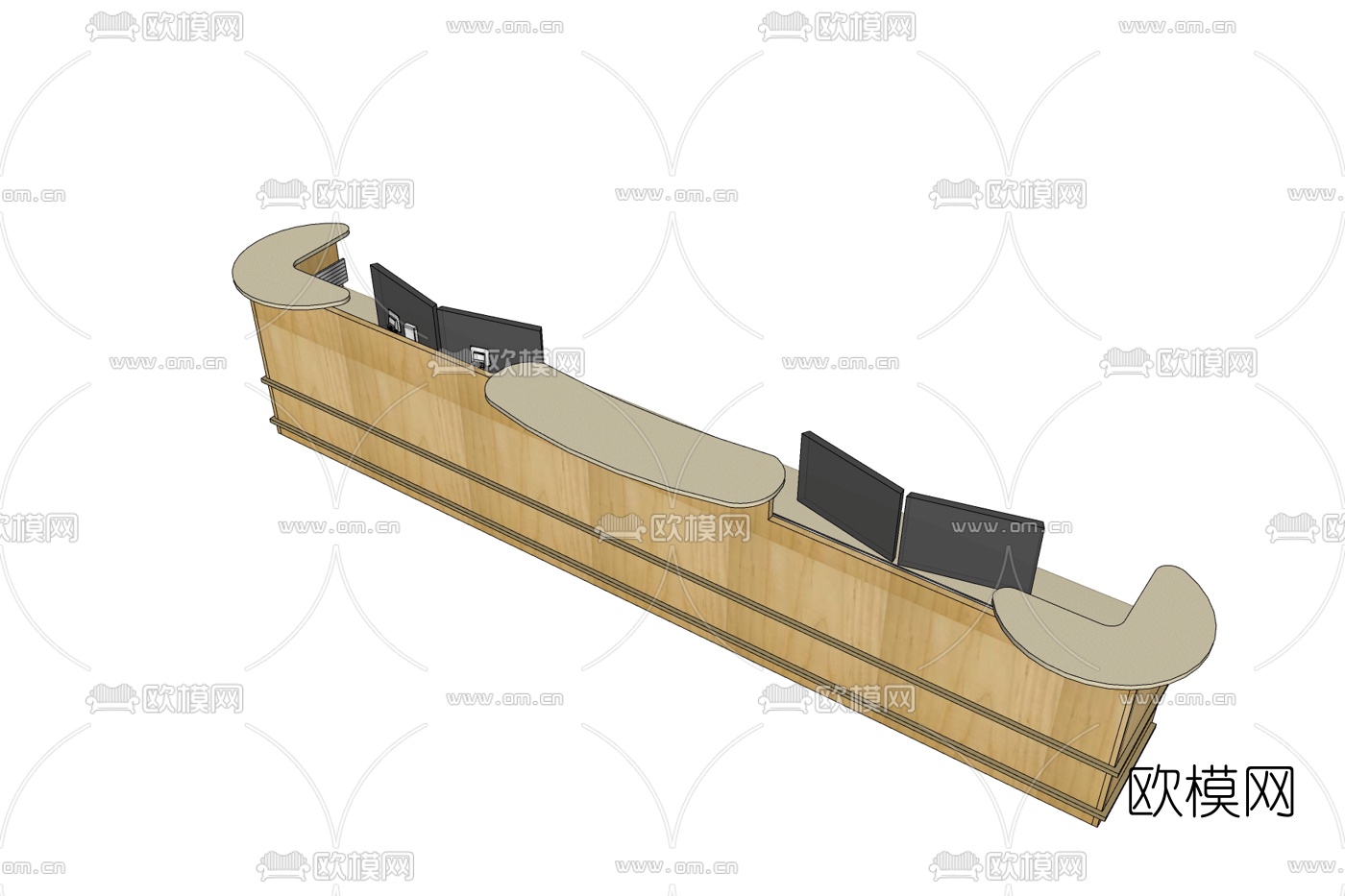 现代接待台免费su模型下载