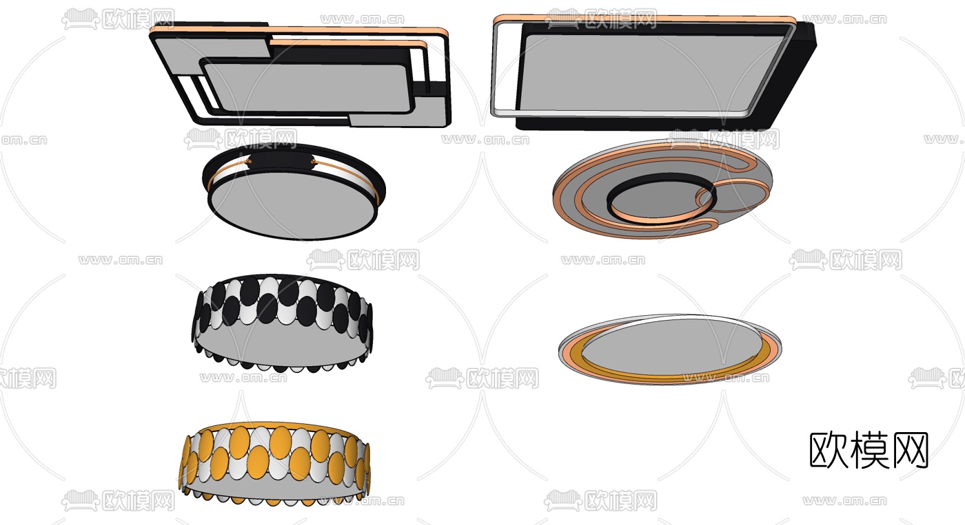 现代吸顶灯su模型下载（渲染图1）