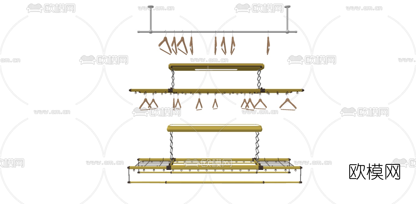 现代自动升降晾衣架su模型下载