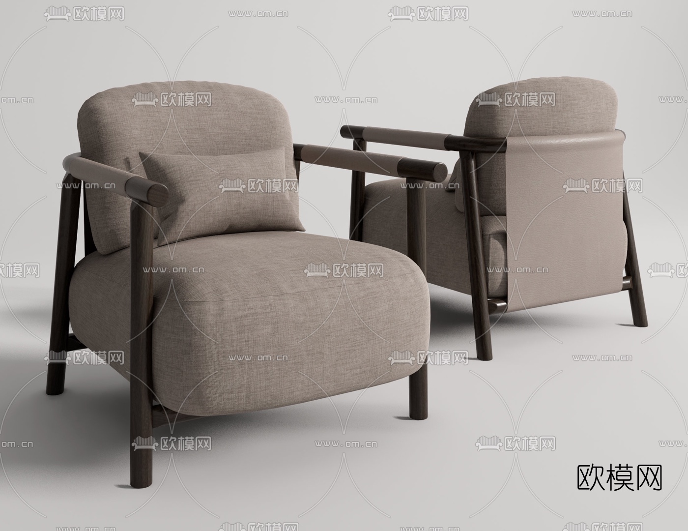 现代单人沙发休闲椅su模型下载（渲染图1）