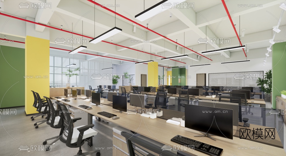 现代办公室su模型下载（渲染图4）