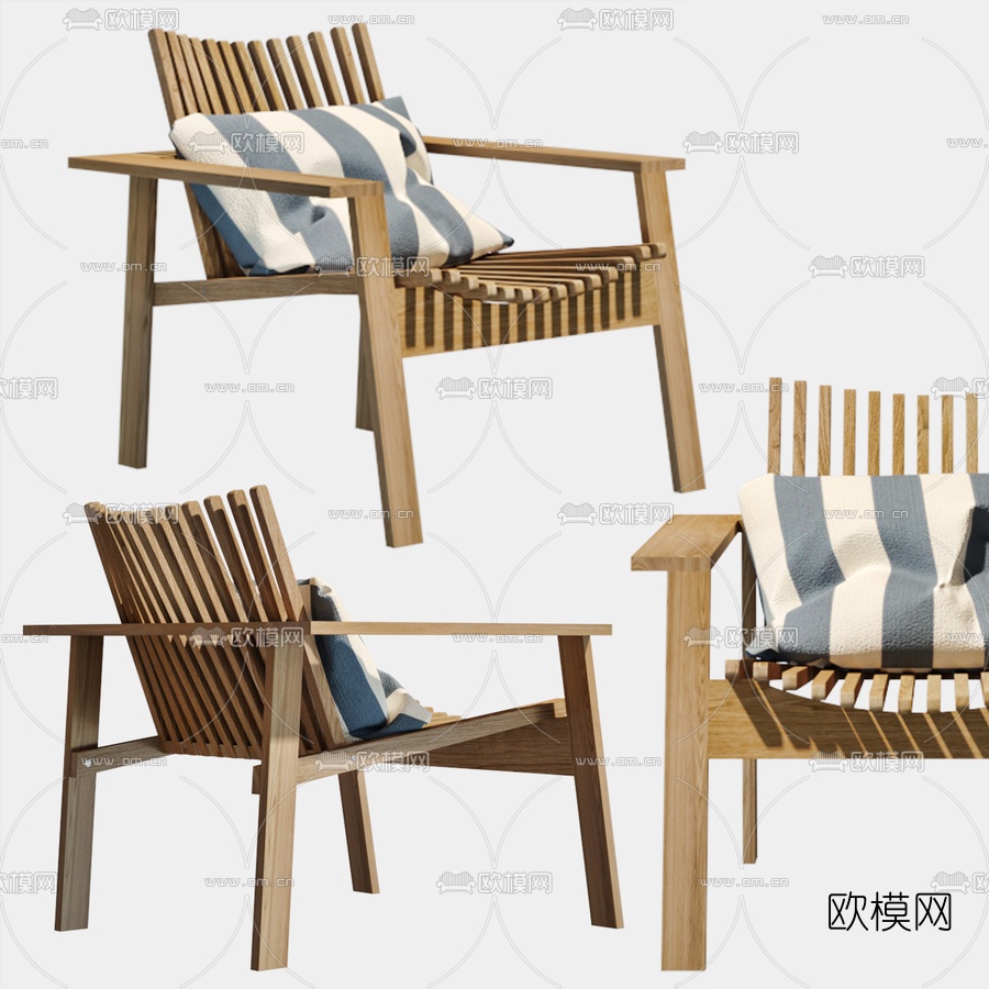 北欧布艺户外休闲椅3d模型下载（渲染图1）