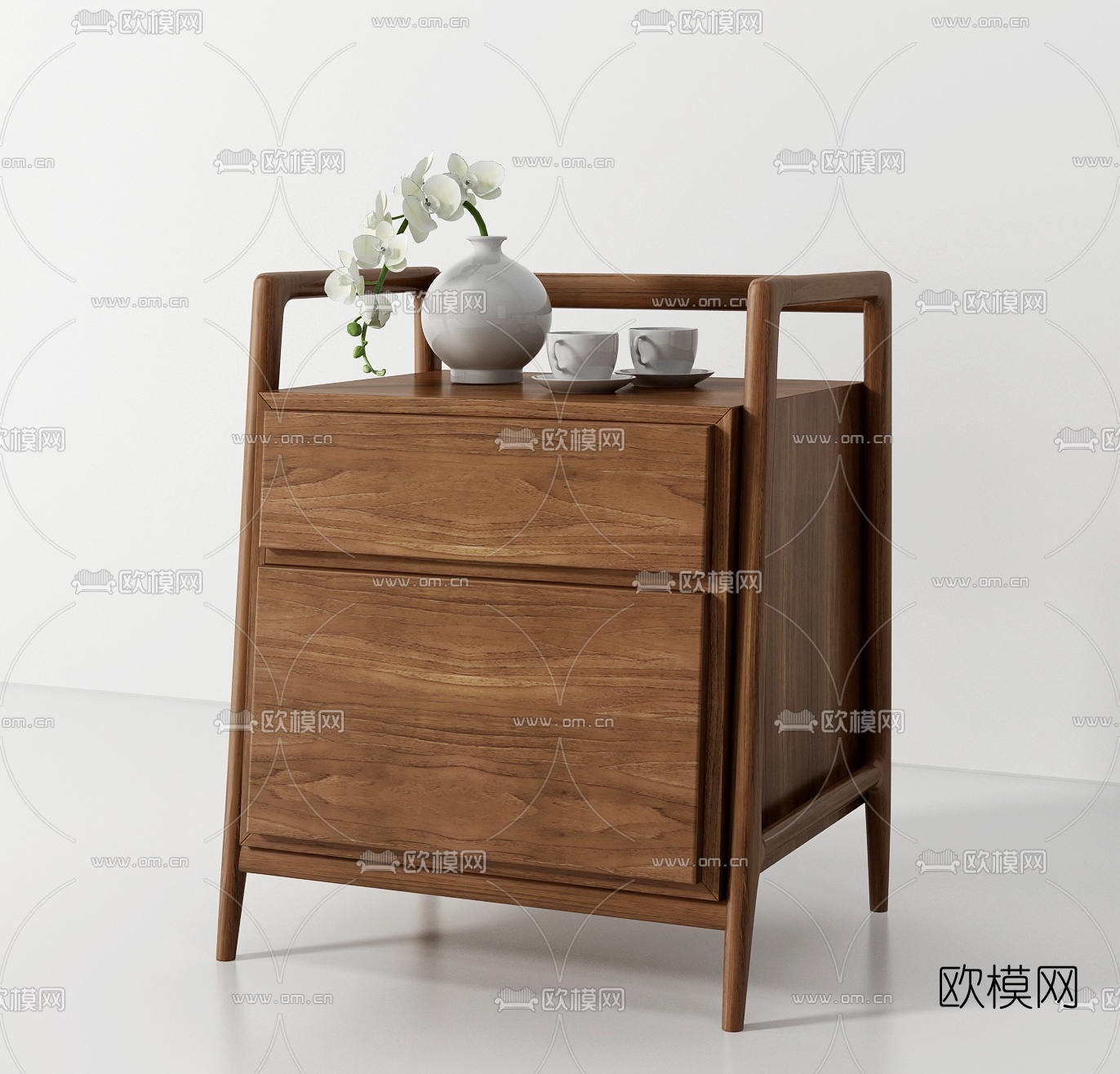 现代方形床头柜3d模型