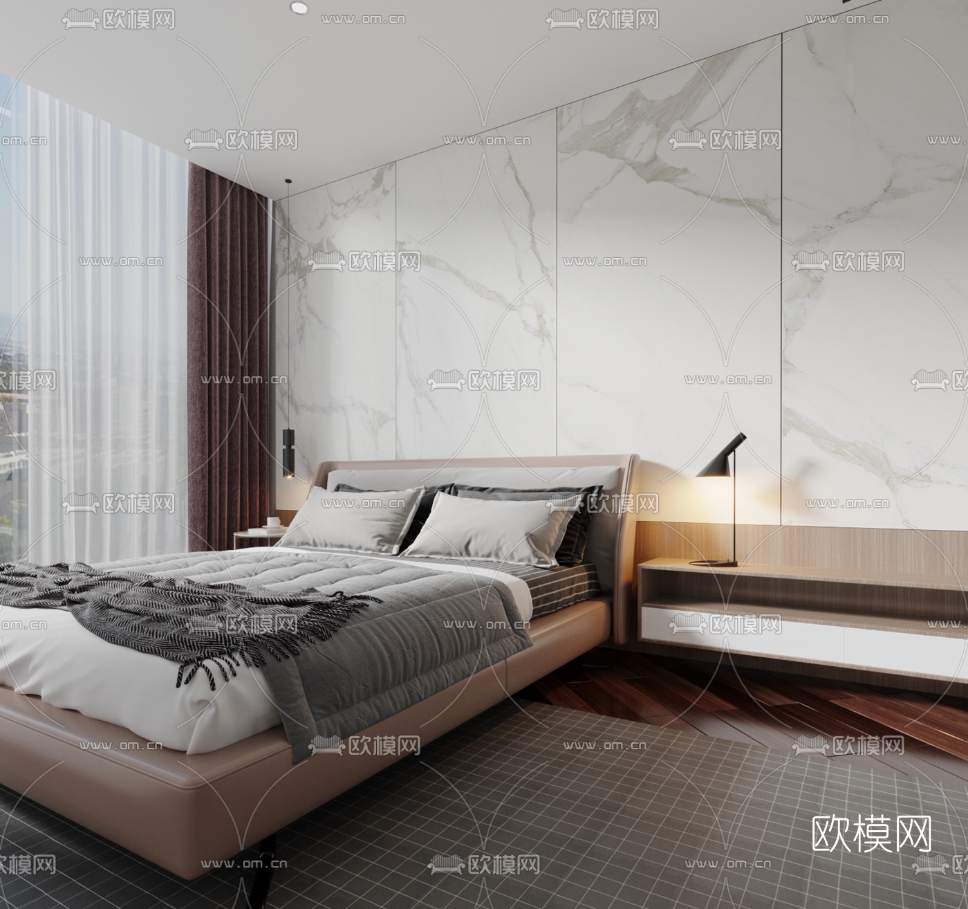 现代主人房卧室3d模型