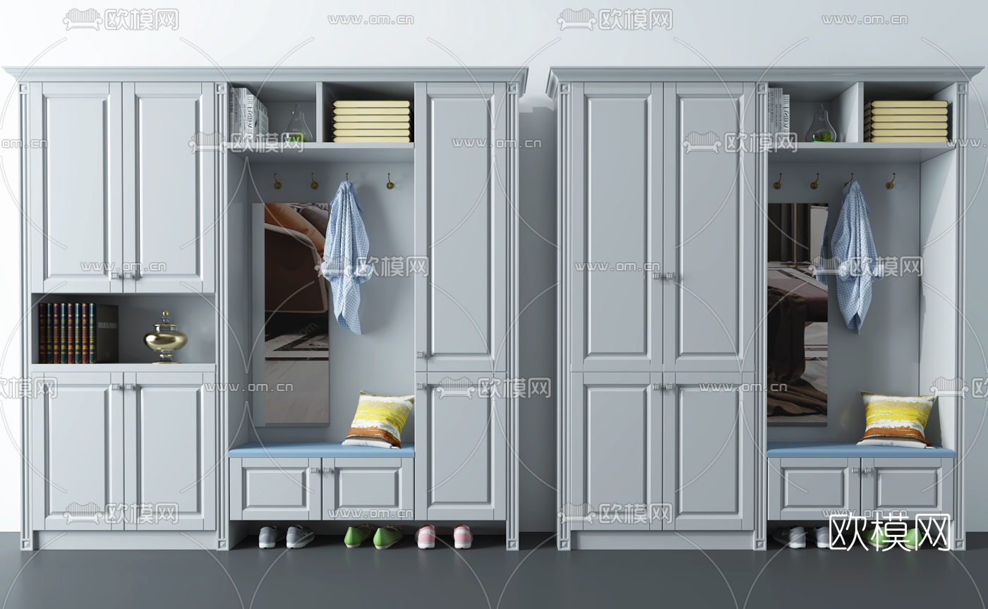 欧式多功能鞋柜3d模型下载