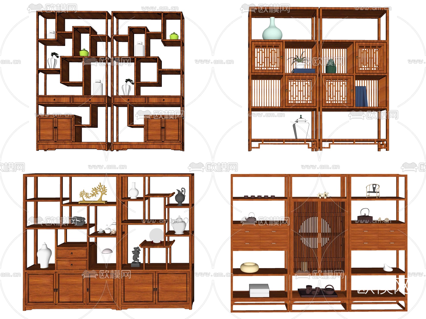 中式博古架su模型下载（渲染图2）