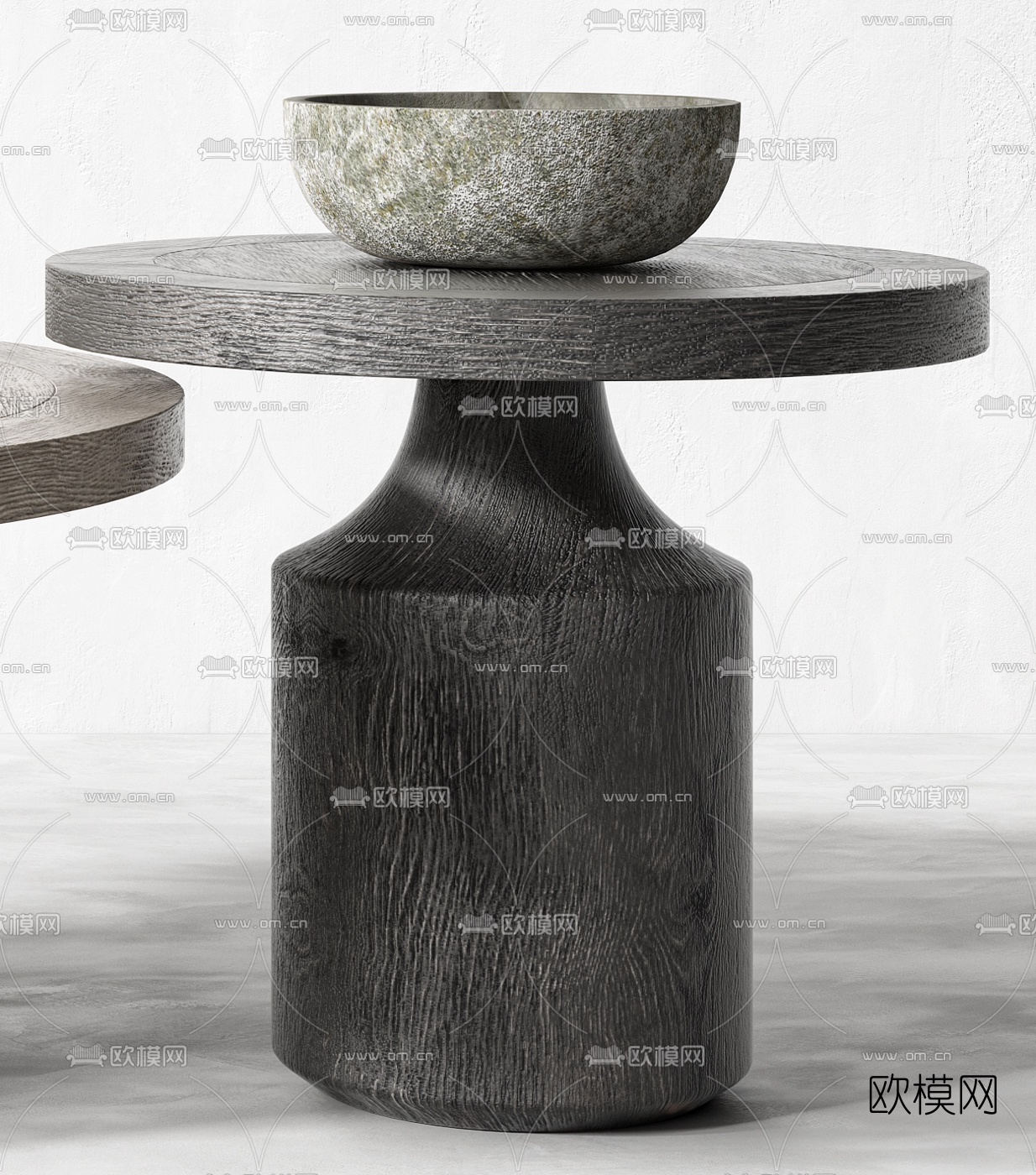 现代原木圆形茶几3d模型
