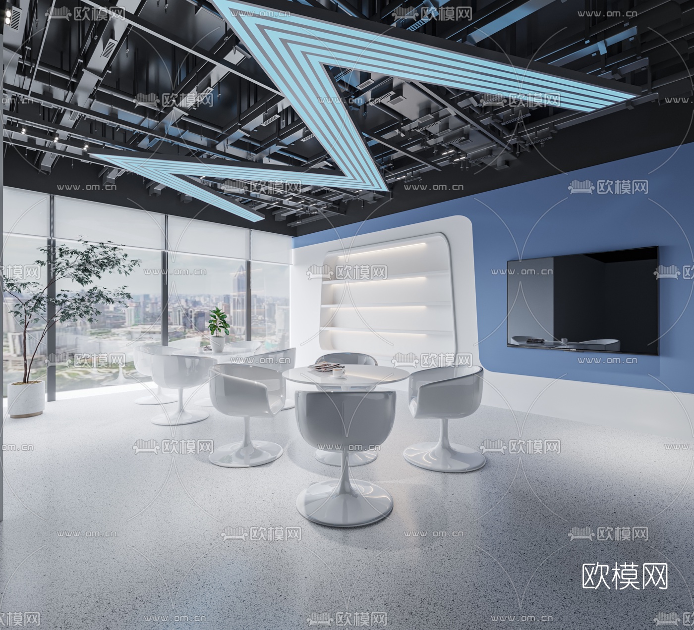 后现代办公接待区3d模型
