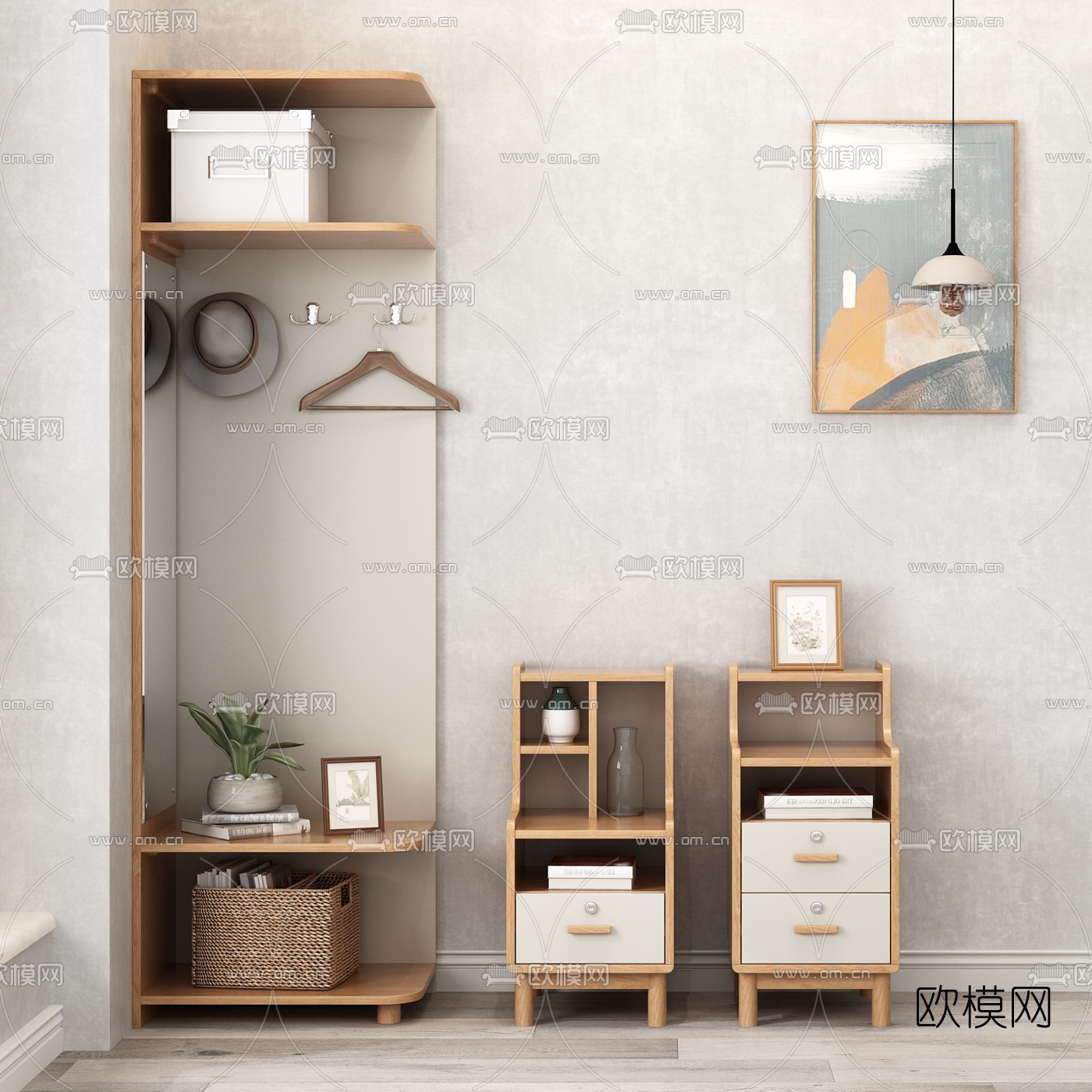 北欧收纳柜3d模型下载（渲染图1）