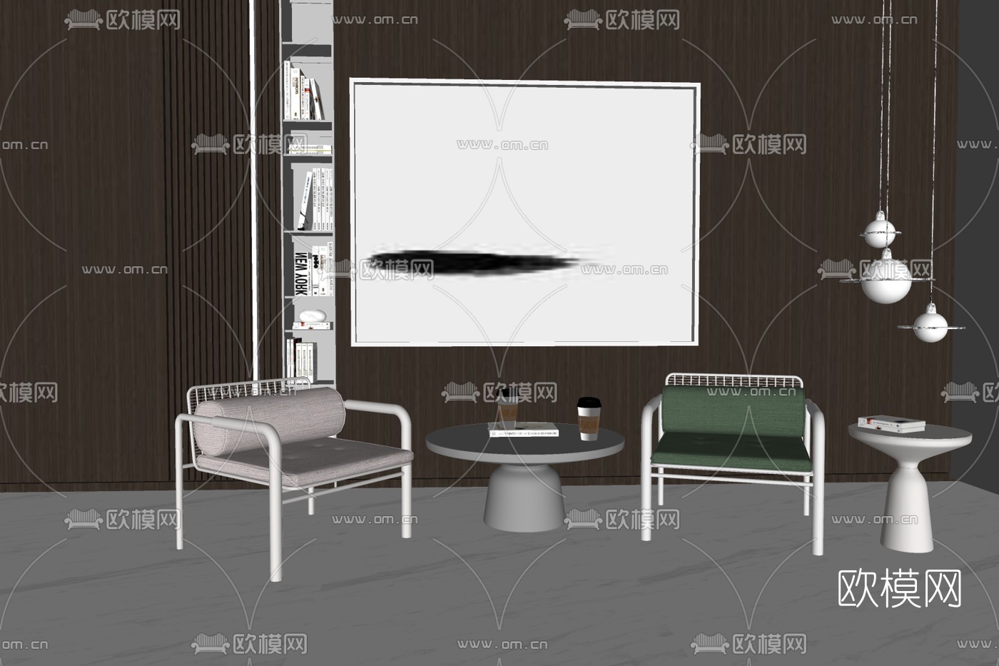 现代布艺单椅su模型下载