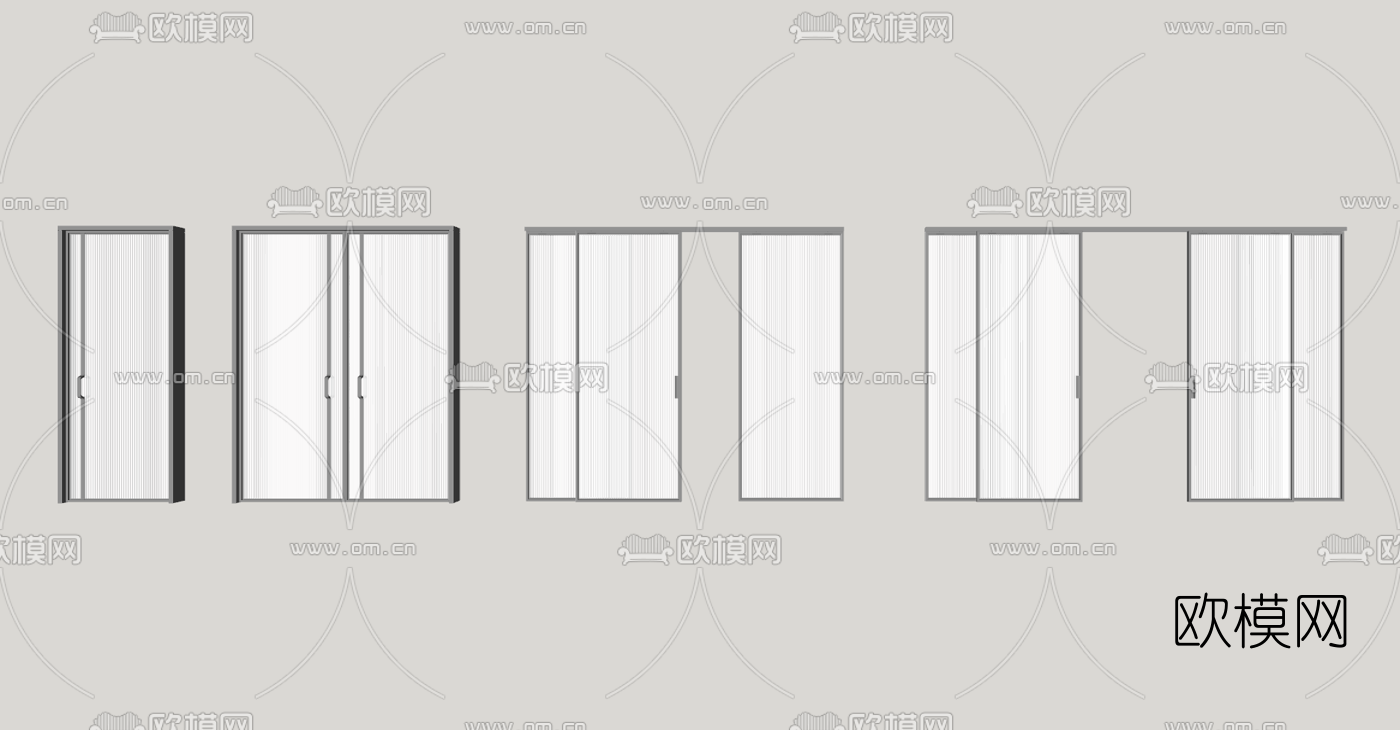 现代玻璃门su模型下载（渲染图2）