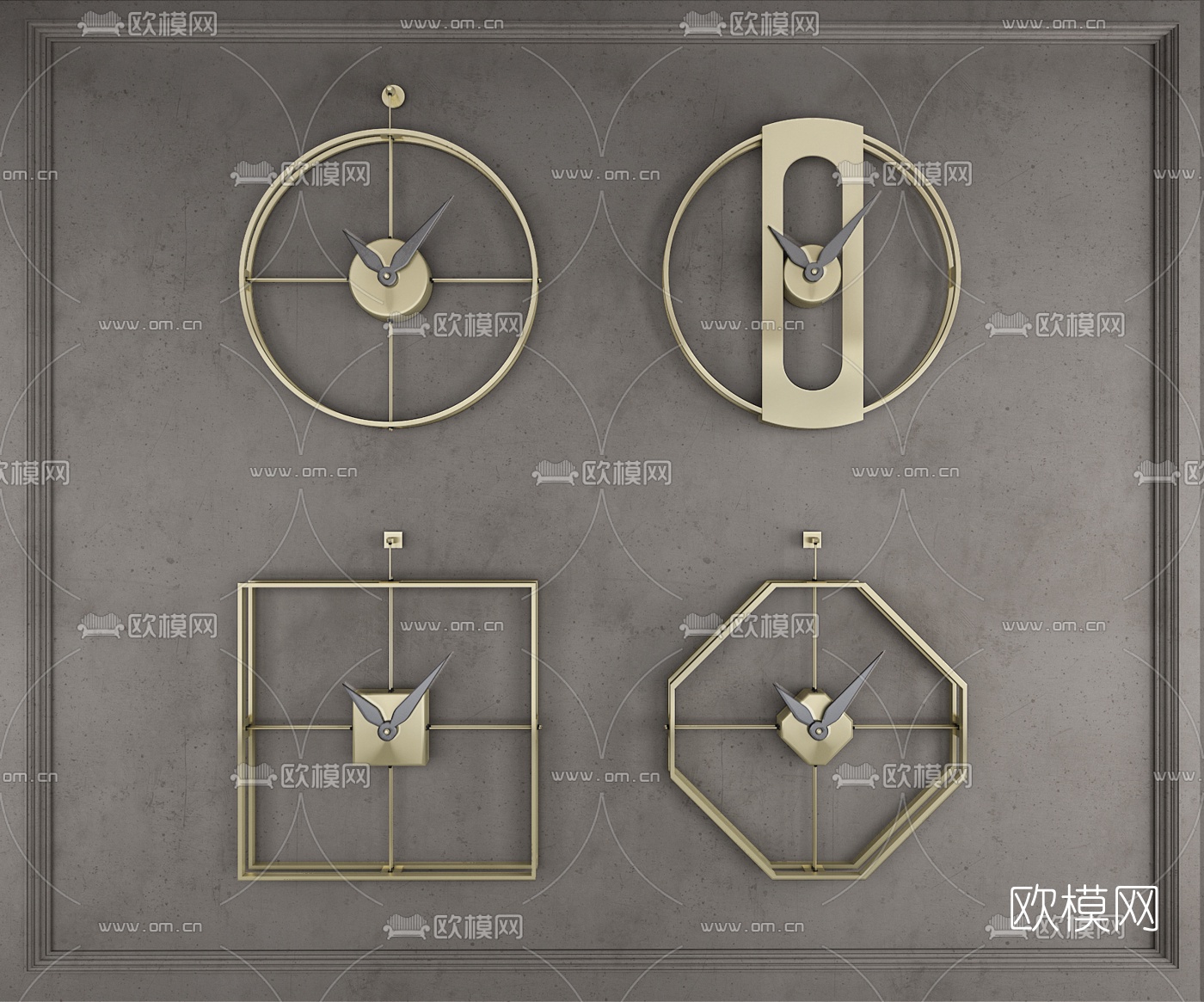 现代金属框时钟3d模型下载